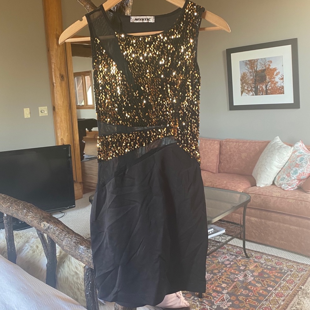 Sequin & Mesh Cutout Mini Dress - Party Dress